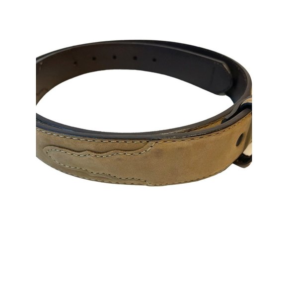 Tan Suede Leather Belt Size 40 Silver-tone Hardware Western Styling Unisex 1.25” - Picture 3 of 6